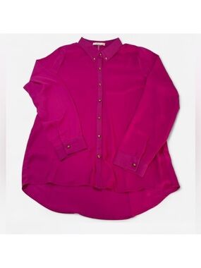 Freebird Fuchsia Blouse with Gold Stud Buttons Size L